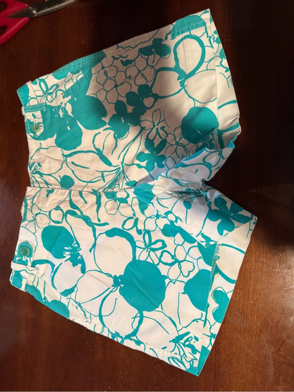 Ann Taylor White Top with Turquoise Floral Print